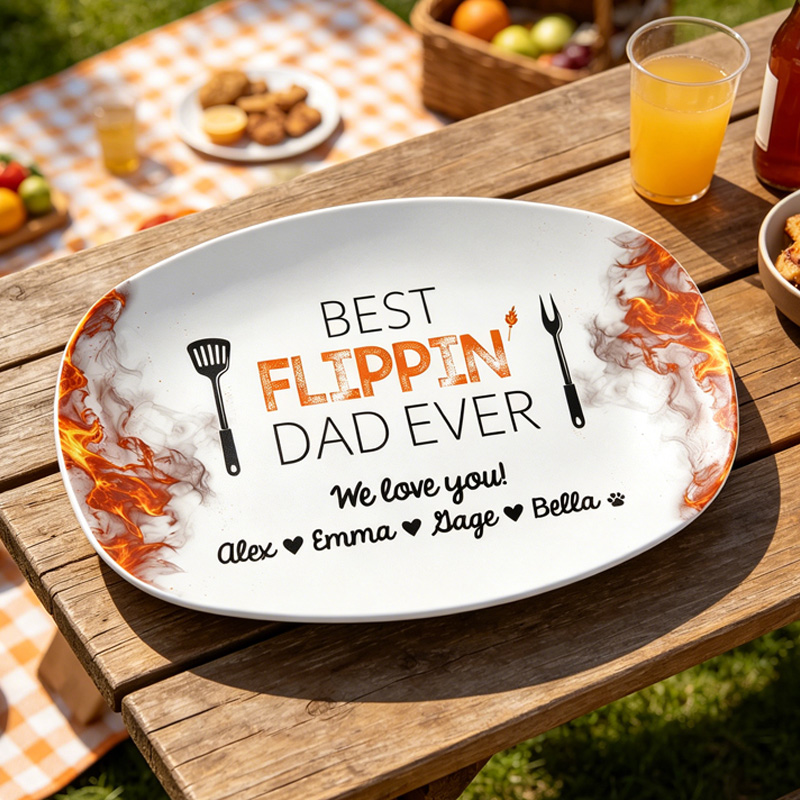 Personalized Platter Gift For Dad Grandpa Father's Day Best Flipping Dad Ever