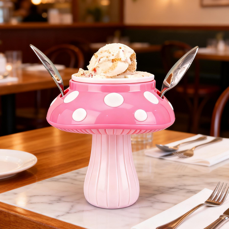 Cartoon Colorful Mushrooms Ice Cream Pint Holder 3D Printed Cozy with Spoon Slot Birthday Gifts for Kids