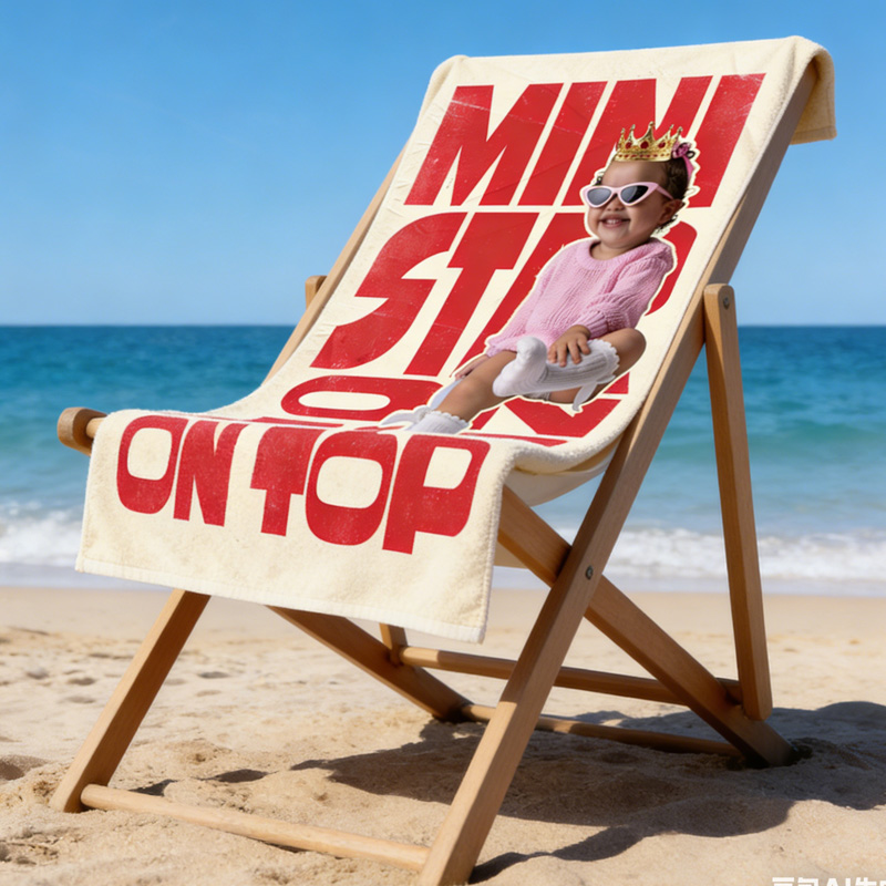 Personalized Kid Photo Mini Star On Top Bold Red Letter Kids Beach Towel Retro Pop Art Summer Style