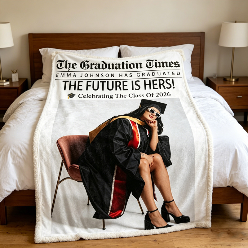 Personalized Graduation Blanket Custom Name Grad Gift Class Of 2026 College Graduate Throw For Her Him