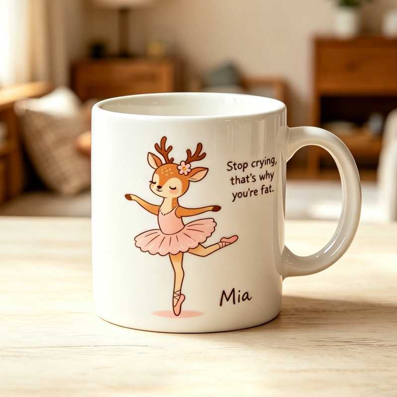 Funny Animal Ballerina Mug Custom Name Personalized Coffee Cup Cute Animal Dance Theme Gift For Her Him