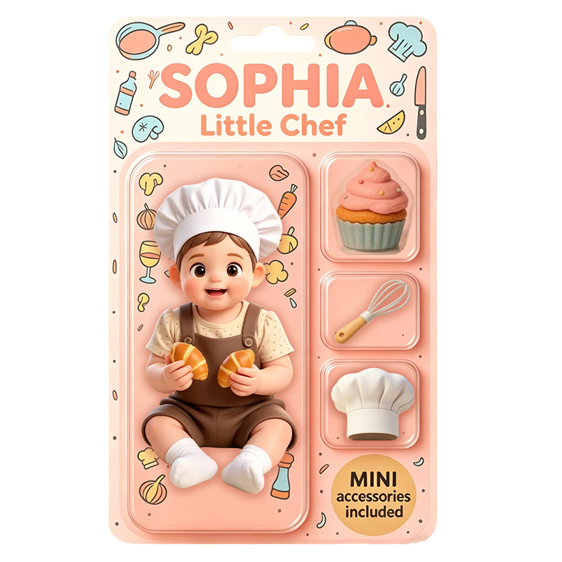 Personalized Little Chef Baby Acrylic Figure Custom Name Mini Kitchen Accessories Cute Bakery Theme Decor Design