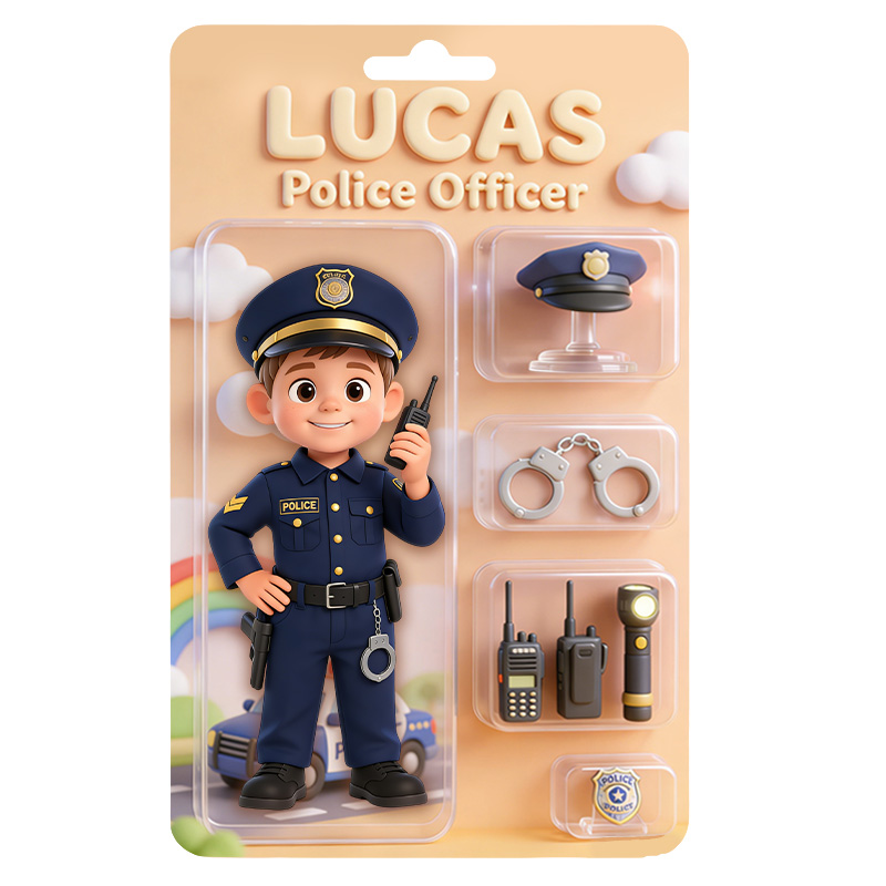 Personalized Police Officer Kid Acrylic Figure Custom Name Mini Law Enforcement Accessories Role Play Theme Decor Design