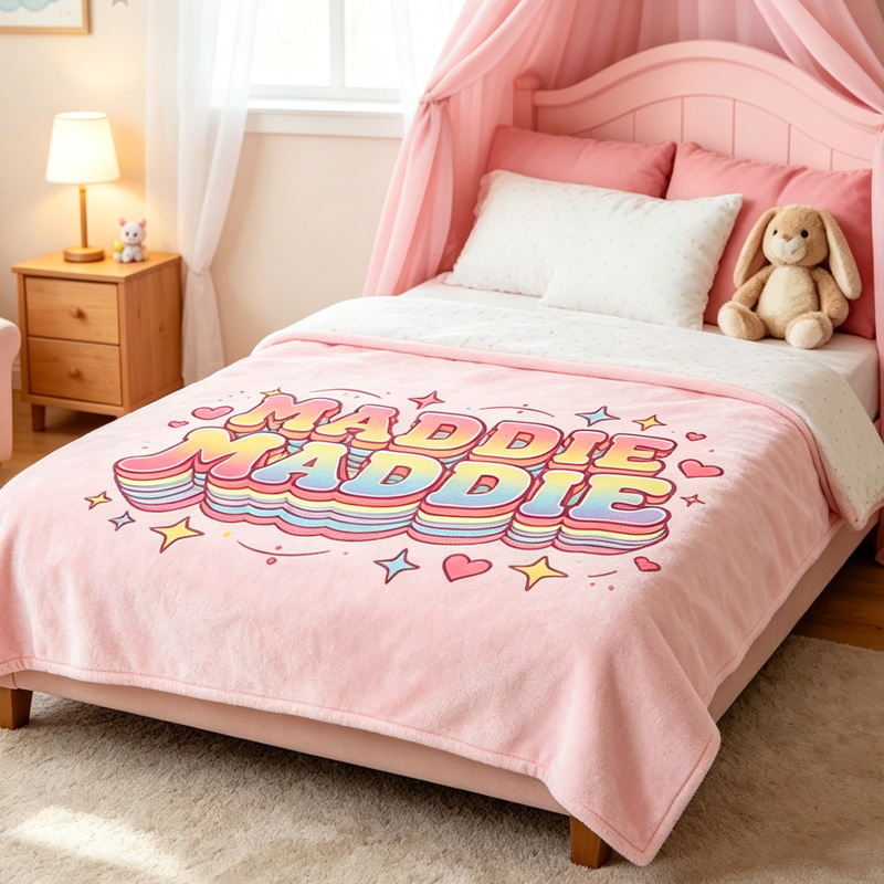 Personalized Name Blanket For Kids Custom Rainbow Name Throw For Kids Bedroom And Bedtime