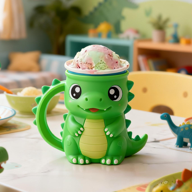 Green Little Dinosaur Ice Cream Pint Holder 3D Printed Cozy with Spoon Slot
