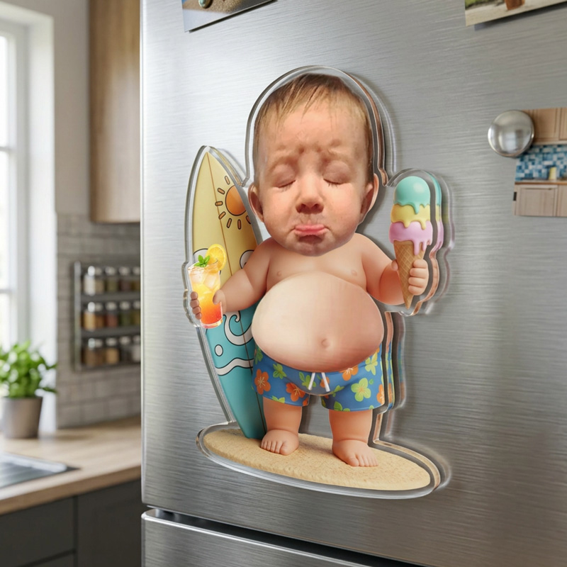 Personalized Funny Big Belly Caricature Custom Photo Cartoon Family Fridge Decoration Comic Portrait Magnet