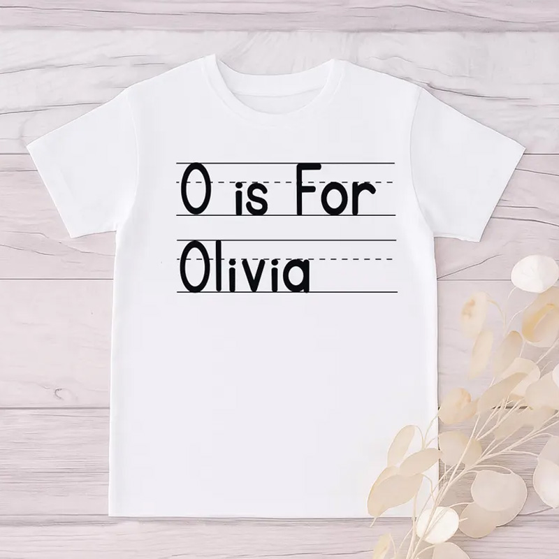 Personalized Initial Is For Name Minimalist Typography Matching Sibling Custom Monogram Outfit Kids Shirt