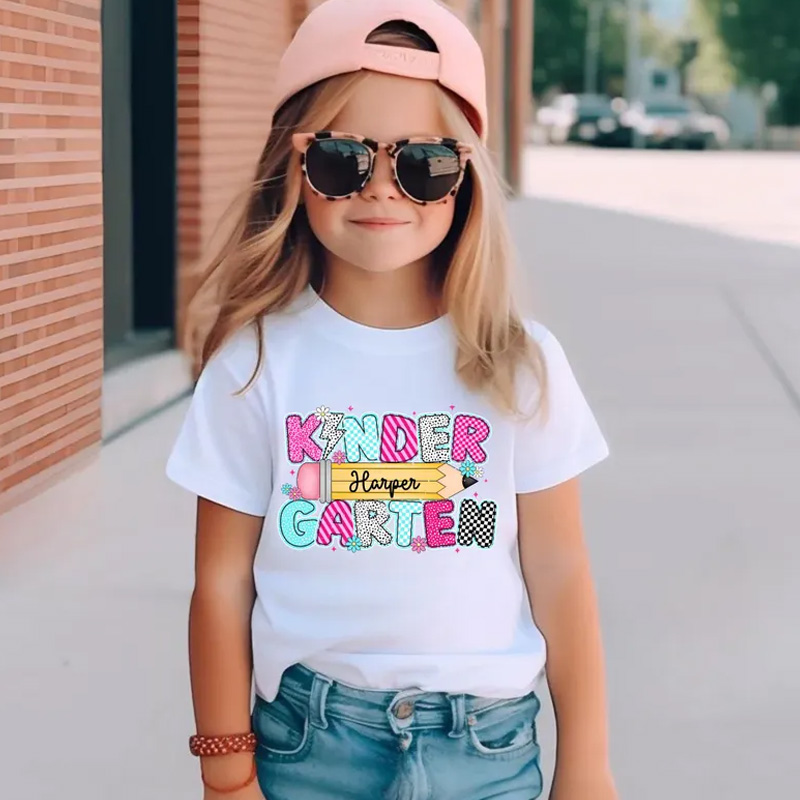 Personalized Kindergarten Magic Grade Level First Day Of School Colorful Rainbow Teacher Student Back To School Kids Shirt