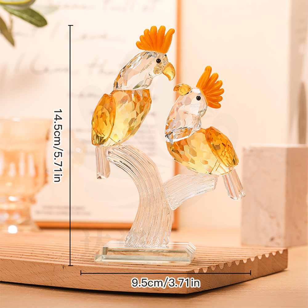 Personalized Glass Parrot Couple Figurine Decorative Bird Sculpture Perfect for Home Decor, Wedding Gifts, and Collectibles