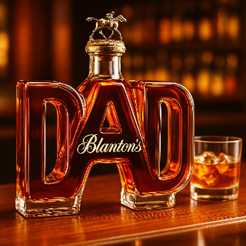 Personalized Bold Dad Letter Shape Whiskey Bottle Unique Gift for Father Elegant Bar Display Collectible Decanter