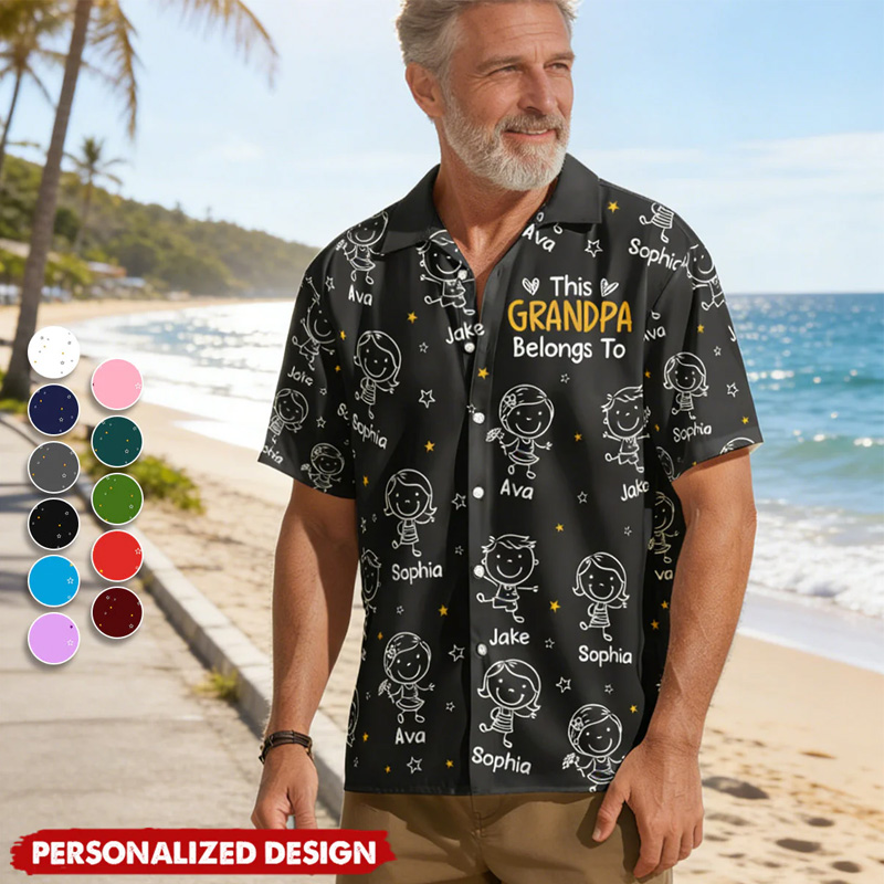 Personalized Hawaiian Shirt This Grandpa Belongs To Doodle Father's Day Gifts