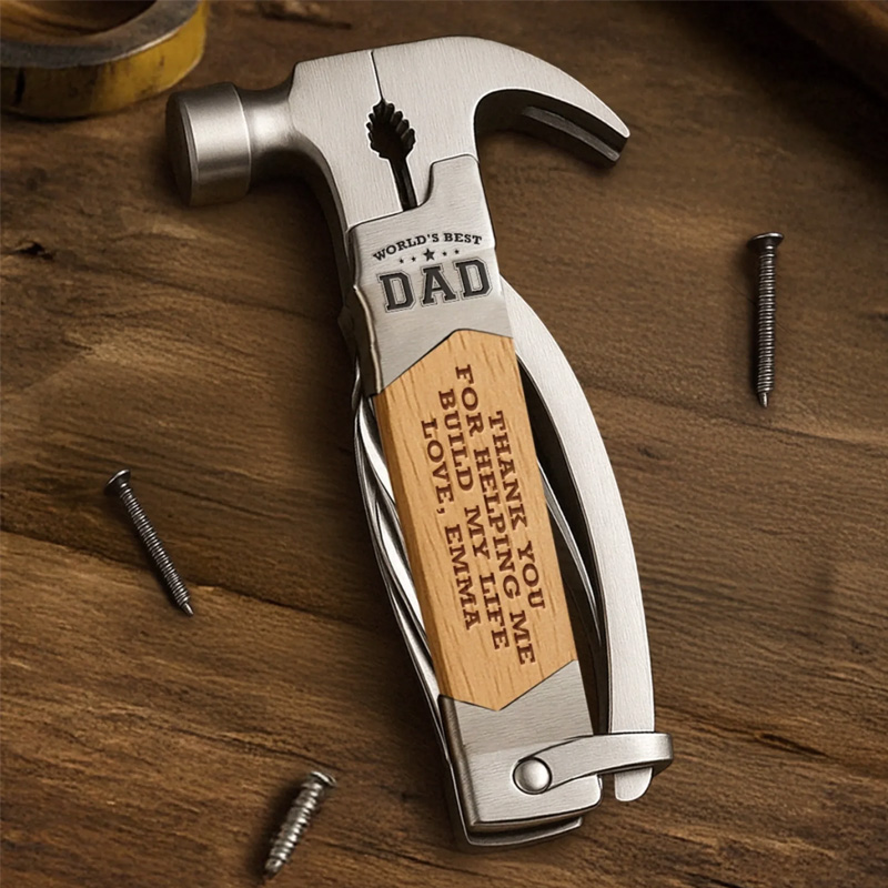 Personalized Multi Tool Hammer Father's Day Gift for Dad Grandpa Camping Survival Tool