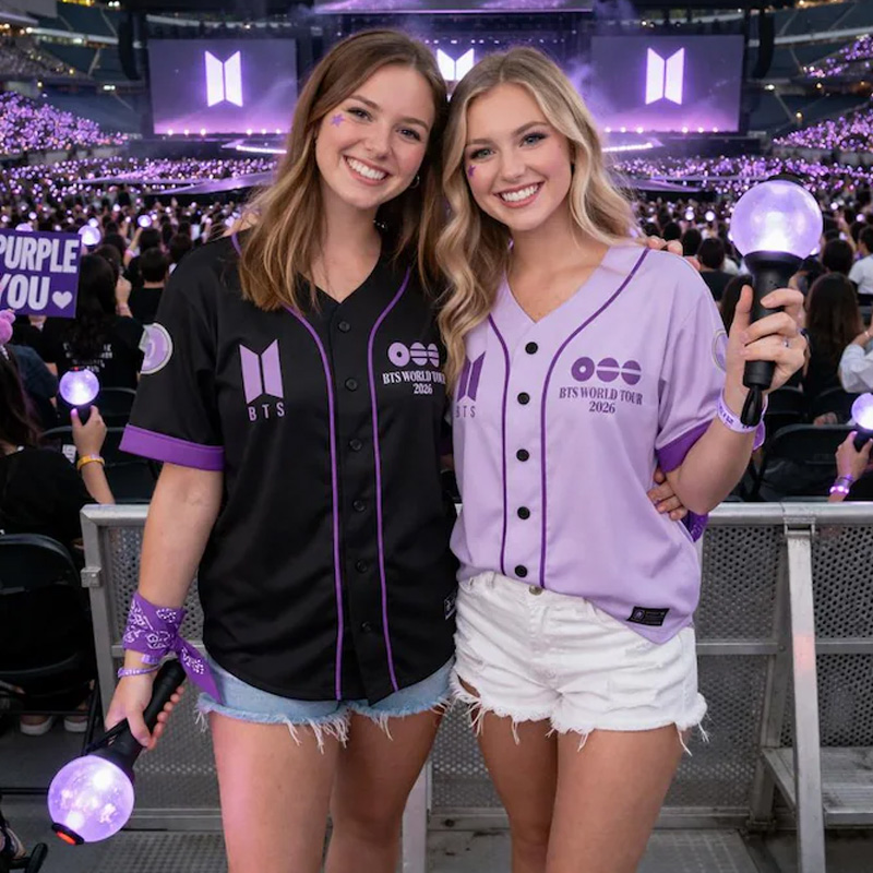 K-Pop Concert Fan Matching Aesthetic Glow Lightstick Inspired Stylish Outfit Baseball Jersey