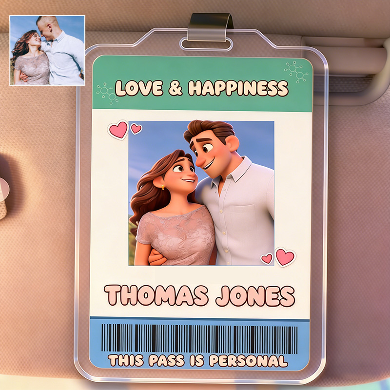 Personalized Couple Photo Drive Safe Car Visor Clip Valentines Day Gift for Him Her