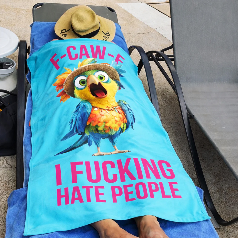 Personalized Funny Angry Chicken Beach Towel Sarcastic Quote Novelty Gift Yellow Humor Bath Pool Towel for Adults