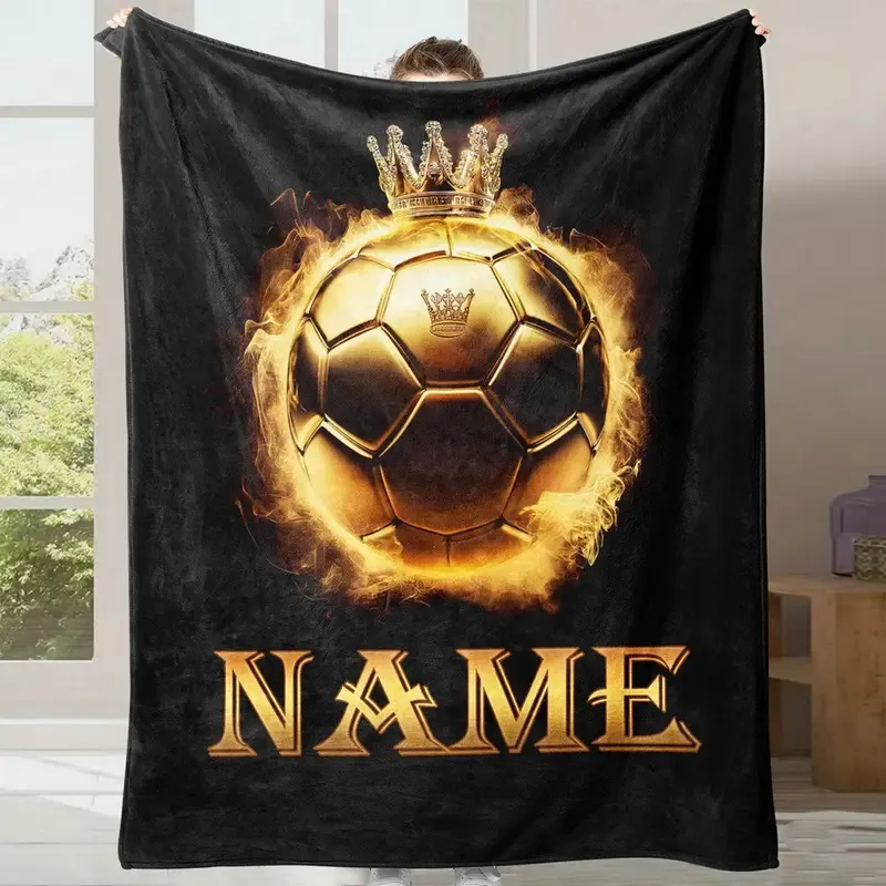 Personalized Soccer King Design Blanket with Custom Name Cozy Up with Your Passion