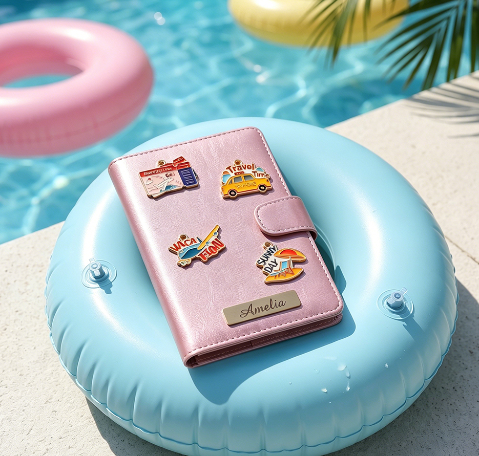 Personalized Passport Holder and Luggage Tag Set  Custom Name PU Travel Accessories with Metal Decor Cute Gift for Traveler