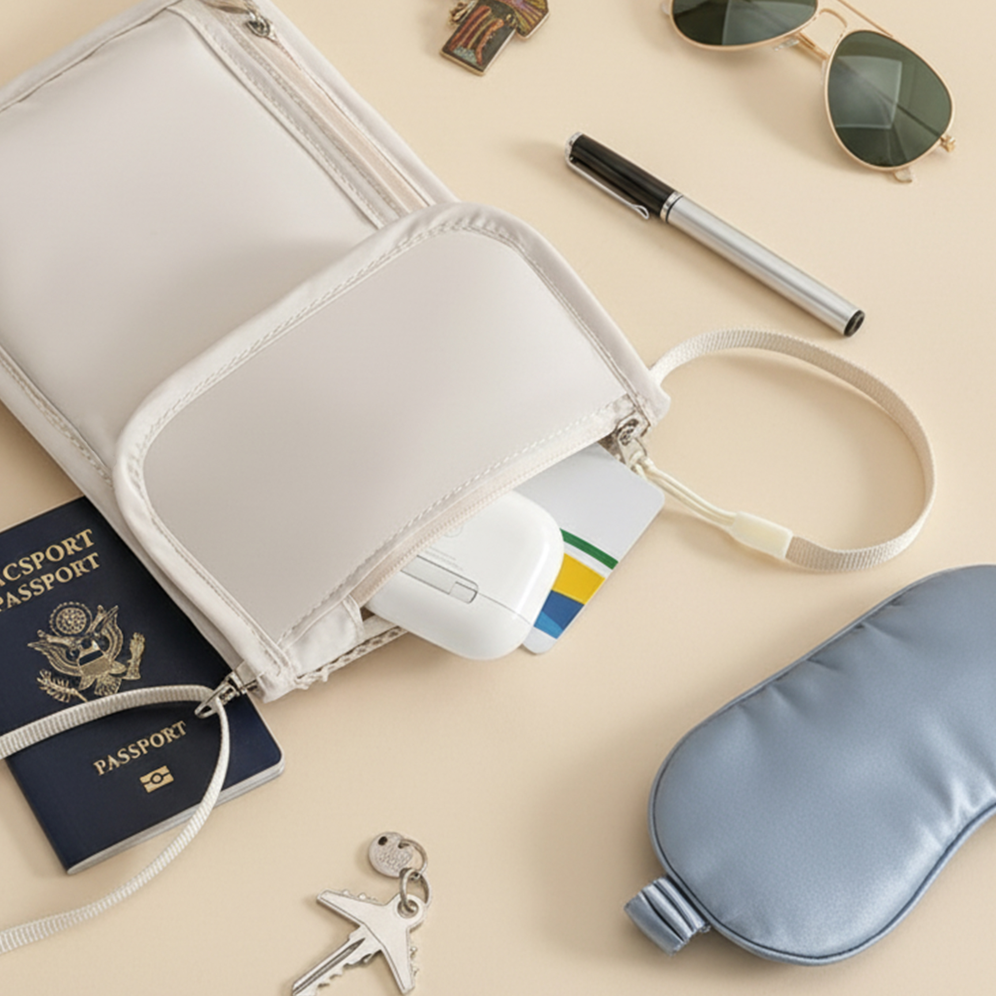 Personalized Waterproof Passport Crossbody Bag Custom Name and Birth Flower Travel Organizer with Modular Storage Adjustable Strap  Wallet Gift for Traveler