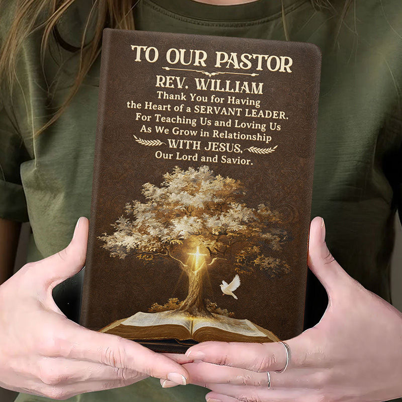 Personalized Blessed to Have You Tree of Life Bible Cardboard Notebook with Name to Our Pastor Appreciation Gift for Pastor Religious Christian Gift