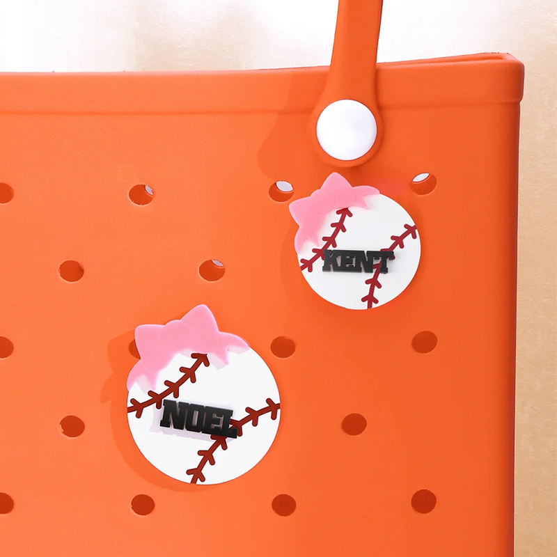 Personalized Sports Ball Bow Design Bag Charm with Name Accessories for Bag Birthday Gift for Sports Lovers