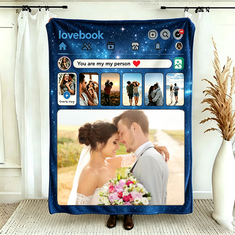 Personalized Couple Throw Blanket with Names Custom Starry Sky Style Photo Poster Blanket Valentine Gift Gift for Husband Gift For Wife
