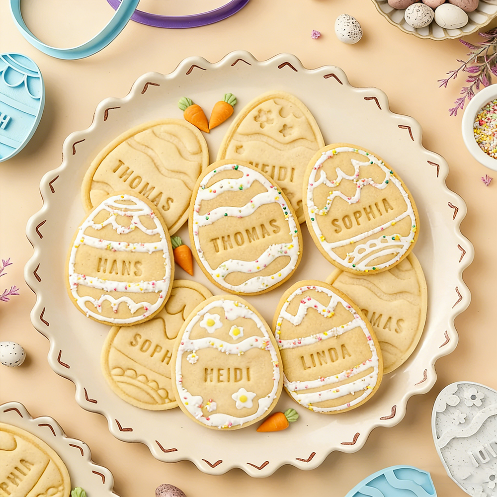Personalized Easter Egg Name Cookie Cutter Custom Embosser Mold Perfect for Holiday Baking Kids Gifts or Spring Celebrations