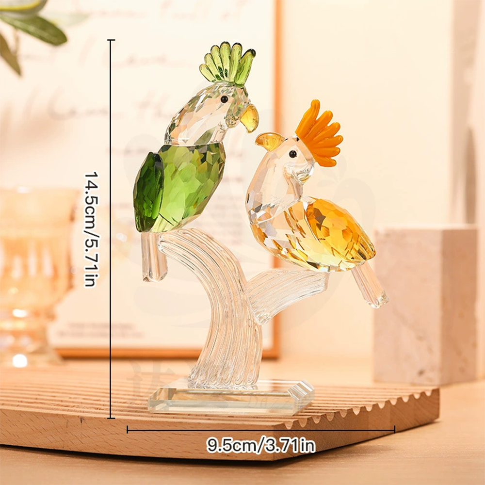 Personalized Glass Parrot Couple Figurine Decorative Bird Sculpture Perfect for Home Decor, Wedding Gifts, and Collectibles