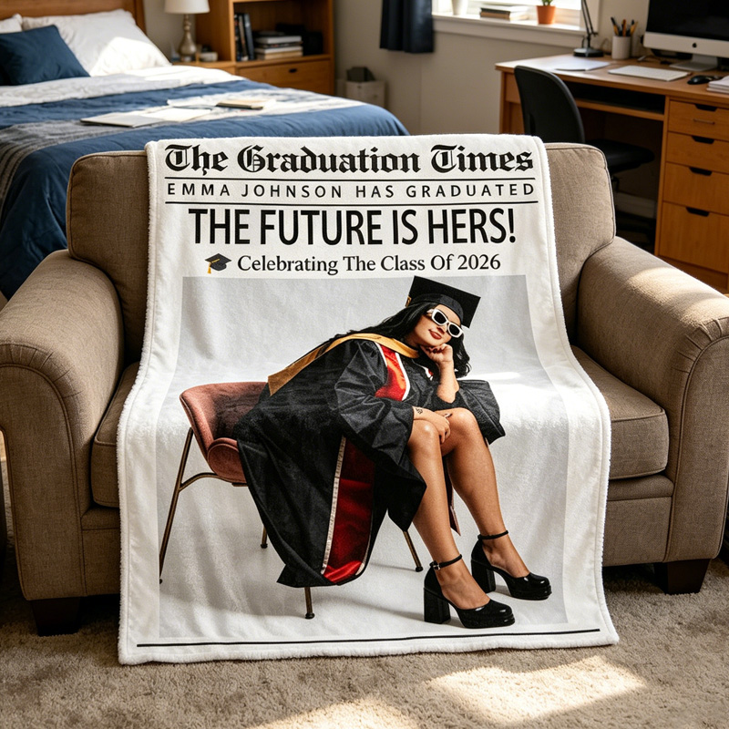 Personalized Graduation Blanket Custom Name Grad Gift Class Of 2026 College Graduate Throw For Her Him