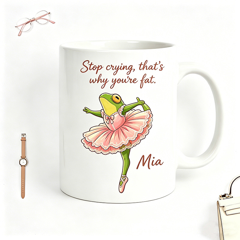 Funny Animal Ballerina Mug Custom Name Personalized Coffee Cup Cute Animal Dance Theme Gift For Her Him