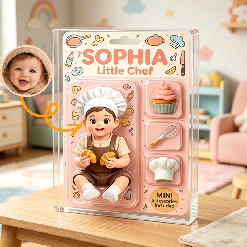 Personalized Little Chef Baby Acrylic Figure Custom Name Mini Kitchen Accessories Cute Bakery Theme Decor Design