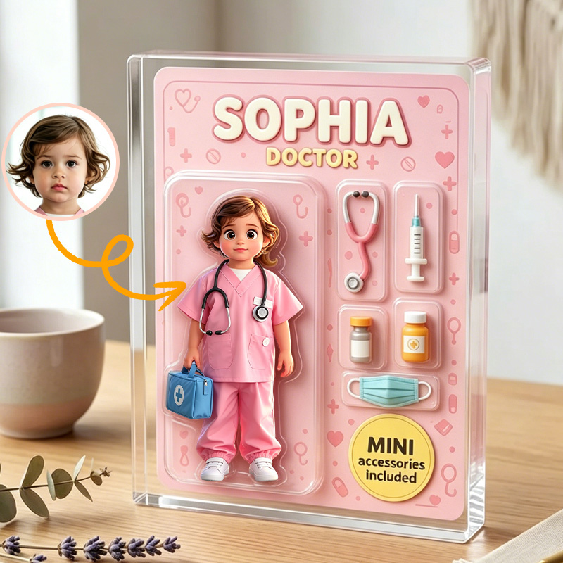 Personalized Acrylic Figure Doctor Themed Gift With Custom Name For Inspirational Kids Room Decor