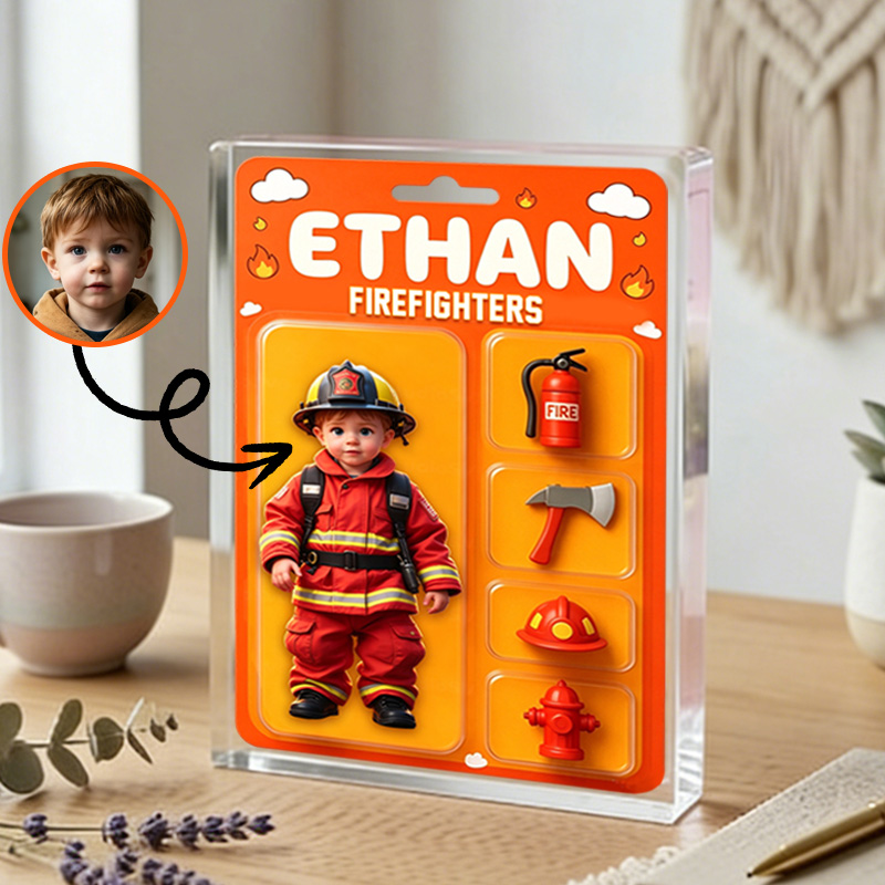 Personalized Acrylic Figure Brave Firefighter Themed Gift With Custom Name For Kids Bedroom Decor