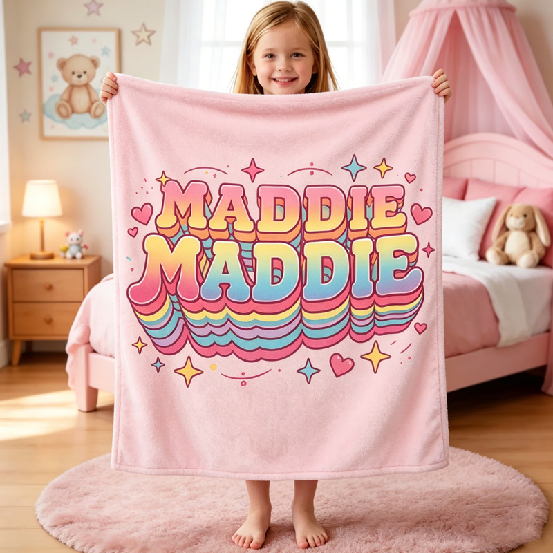 Personalized Name Blanket For Kids Custom Rainbow Name Throw For Kids Bedroom And Bedtime