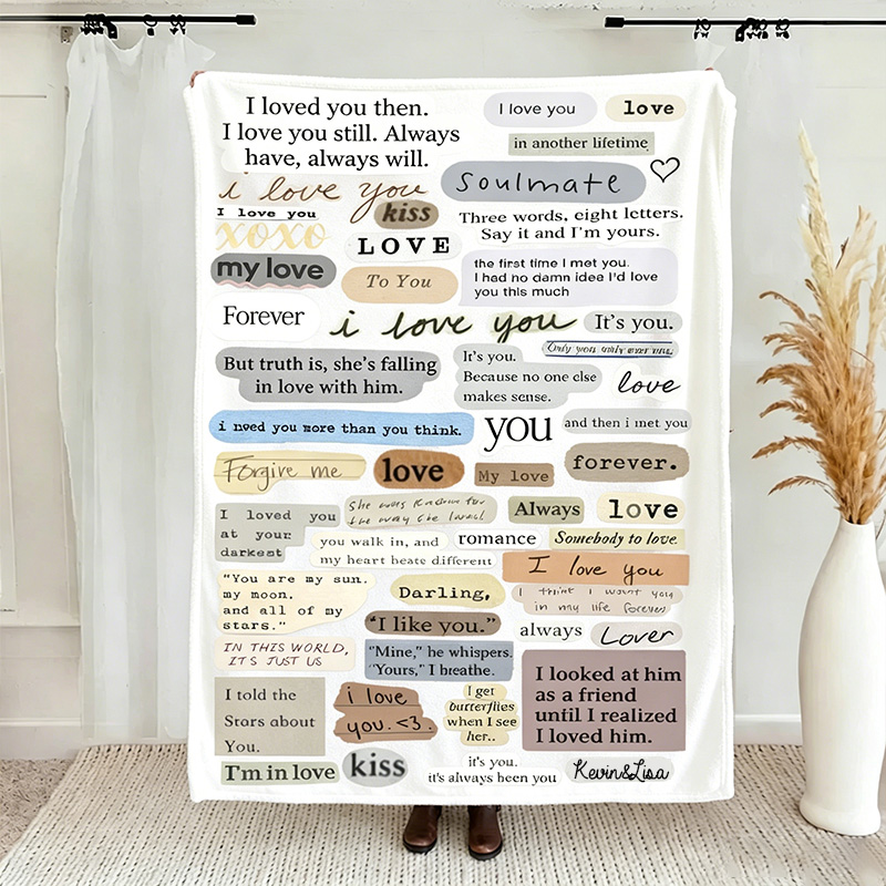 Personalized Couple Journal Throw Blanket with Names Valentine Gift Gift for Husband Gift For Wife