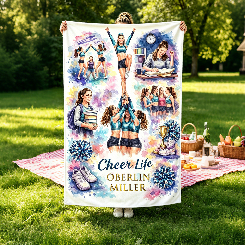 Personalized Cheer Life Blanket – Custom Cheerleading Gift for Girls