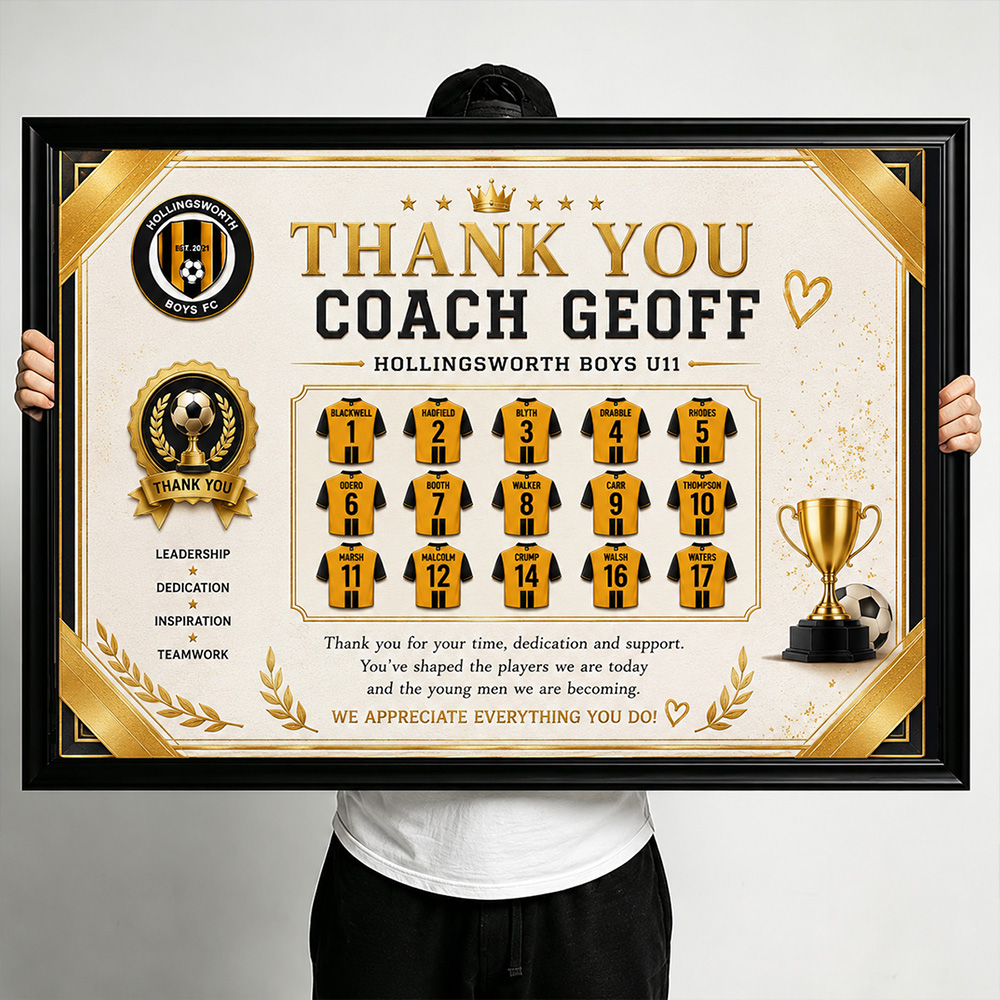 Personalized Soccer Coach Appreciation Plaque – Custom Team Thank You Gift from Players