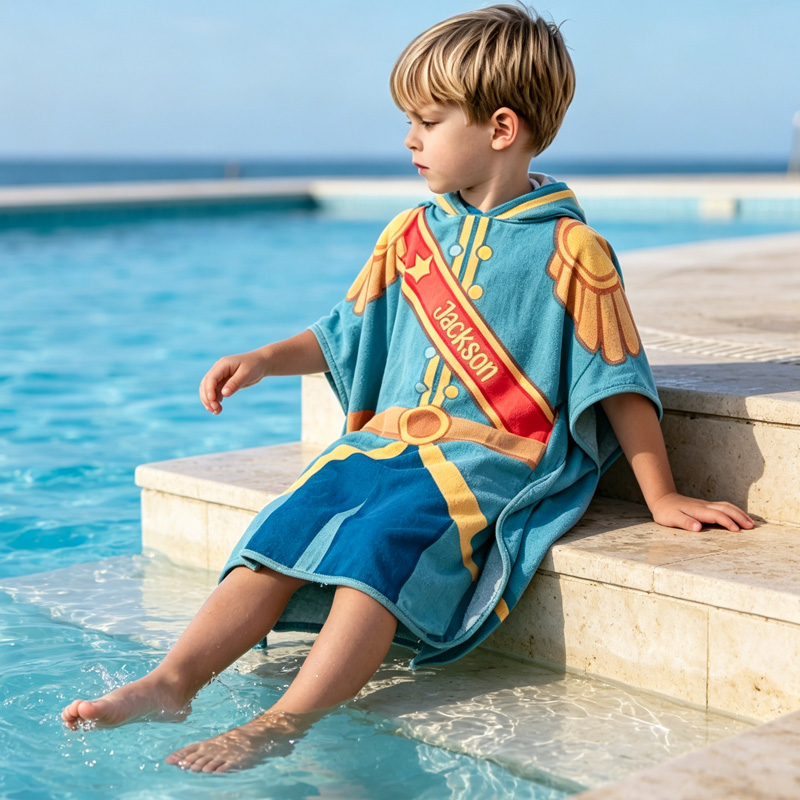 Personalized Brave Knight Armor Shield Helmet Castle Adventure Role Play Kids Swim Cover Up Quick Dry Hooded Beach Towel