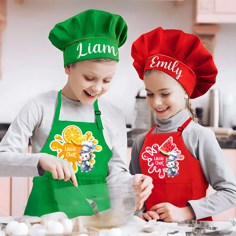 Personalized Little Chef Baking Apron Cute Animals Holiday Kitchen Cooking Gift For Kids