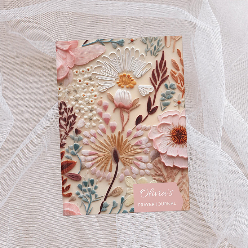 Personalized Elegant Floral A5 Prayer Journal Notebook with Name for Her Sermon Notes Gift for Christian Religious Gift for Women Mom Grandma
