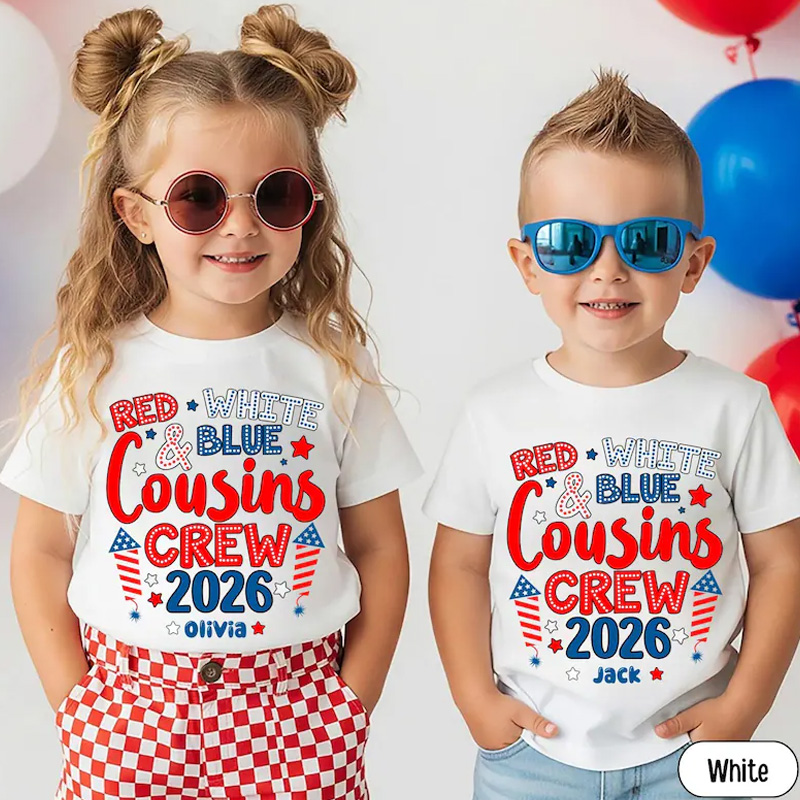 Personalized Red White And Blue Cousins Crew Fourth Of July Matching P
