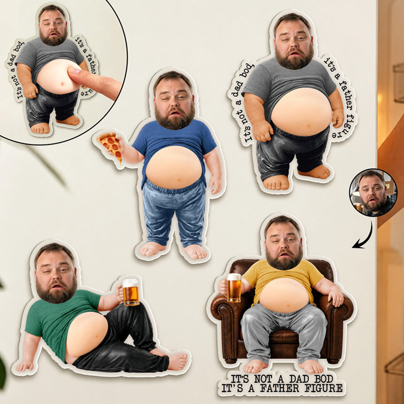 Personalized Funny Big Belly Caricature Custom Photo Cartoon Family Fridge Decoration Comic Portrait Magnet
