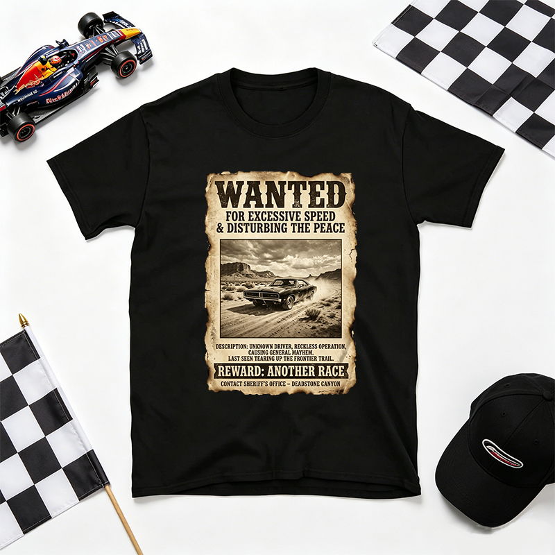 Personalized Wanted Poster Car T-Shirt Upload Your Vehicle Photo Personalized Hot Rod Racing Tee, Western Funny Speed Lover Gift for Gearhead Dad Men