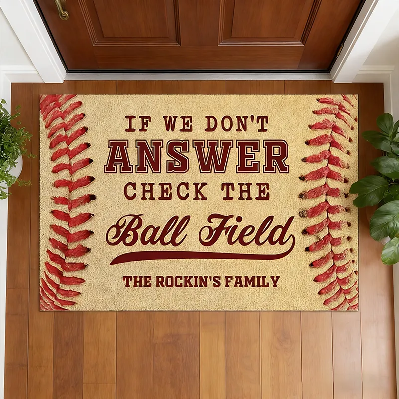 Personalized Baseball Doormat with Custom Family Name Perfect for Sports Fans