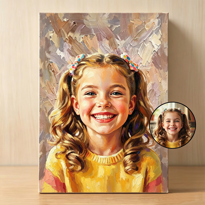 Personalized Modern Oil Painting Style Photo Framed Canvas Prints with Name Home Decor Ship from USA Housewarming Anniversary Gift for Family Friends