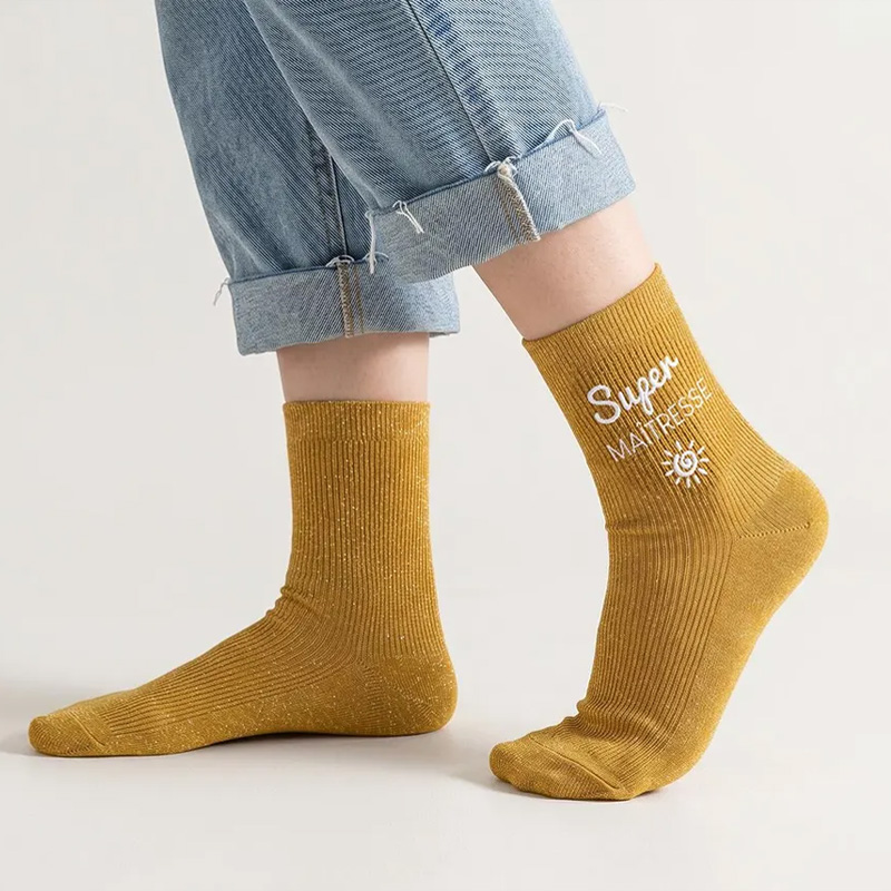 Personalized Teacher Appreciation Gift Merci Super Maitresse Maman Combative Merveilleuse Maitresse Cute Cozy Glitter Socks