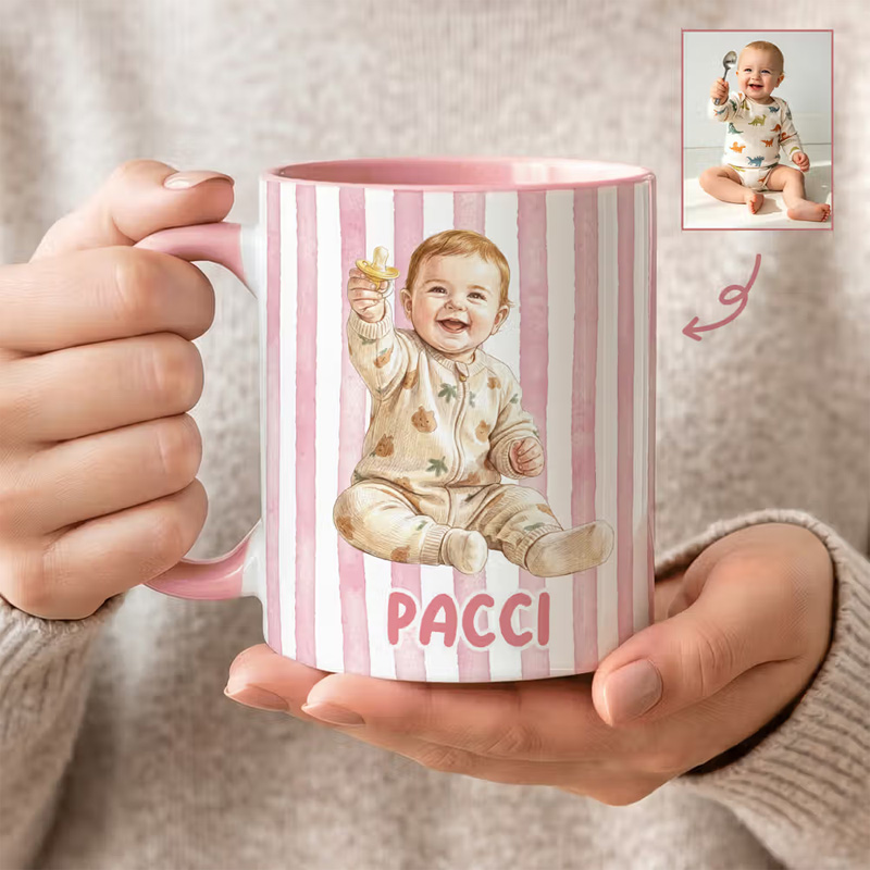 Personalized Baby First Word Mispronunciation Stripes 11 oz Ceramic Mu
