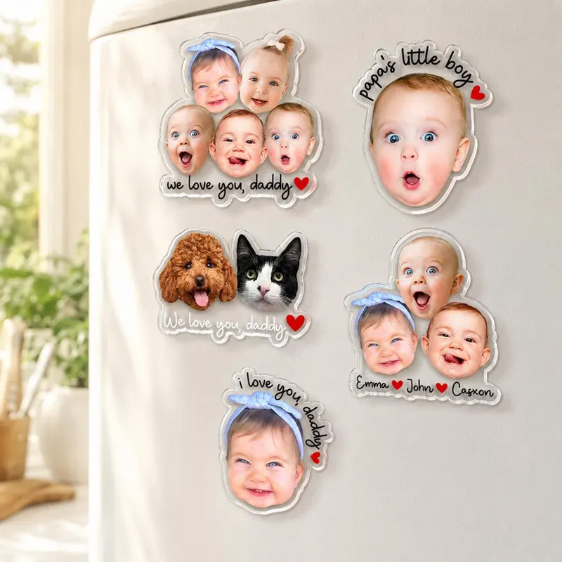 Personalized Funny Face Photo Baby And Pet Custom Text Gift For Family Friends Cute Home Decor Refrigerator Magnets