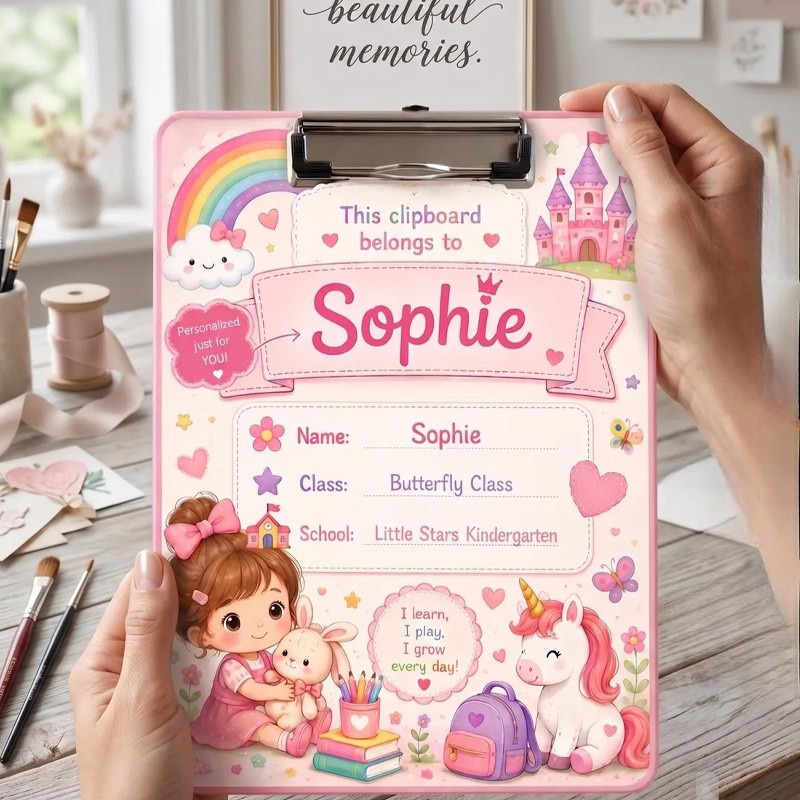 Personalized Cute Princess Rainbow Kids Reward Chart Custom Name Chore