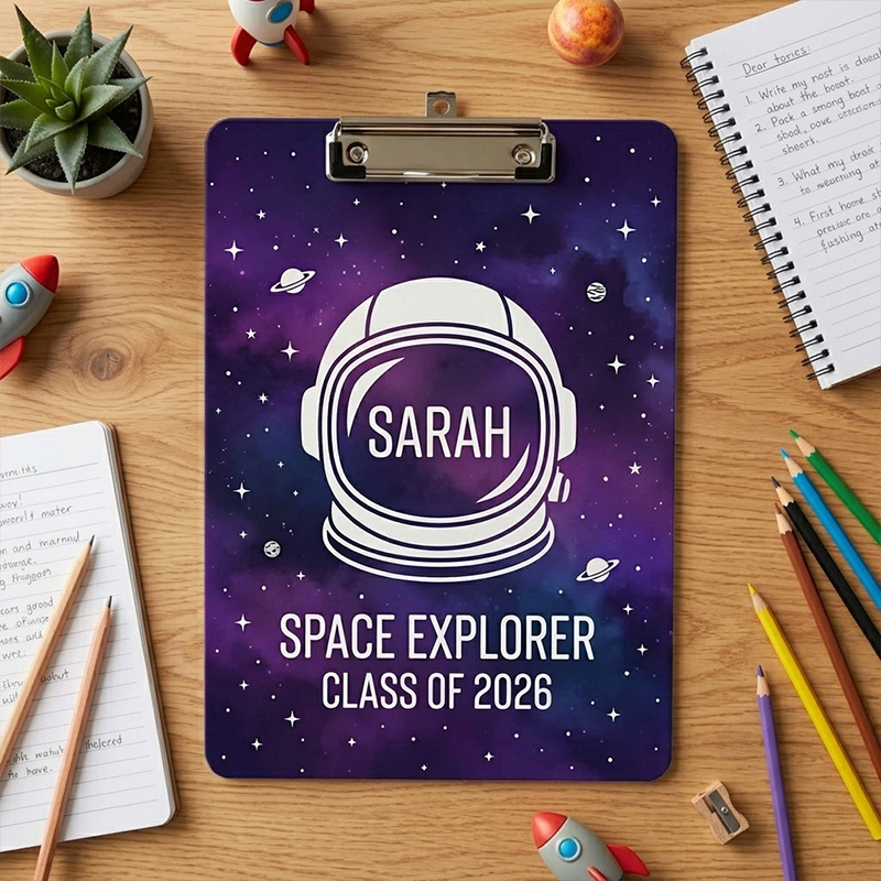 Personalized Space Explorer Galaxy Astronaut Helmet Name Class Of 2026 Outer Space School Gift Children Clipboard