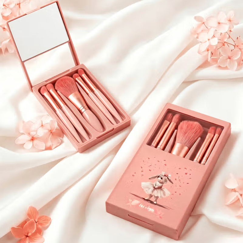 Personalized Ballet Bunny 5 Pcs Makeup Brushes Box Set with Name and M